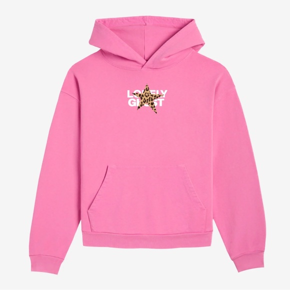LONELY GHOST‎ Girls Pink Lone Star Hoodie Sweatshirt Size Large - Picture 1 of 9